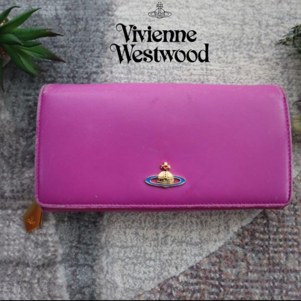 VINTAGE Vivienne Westwood Wallet Purse Long Wallet Orb Pink Woman Authentic Used